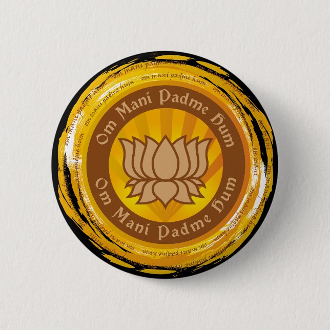 Badge Rond 5 Cm Fleur de Lotus tibétaine d'incantation (Devant)