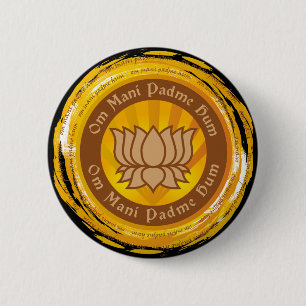 Badge Rond 5 Cm Fleur de Lotus tibétaine d'incantation
