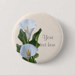 Badge Rond 5 Cm Fleur de lys calla Fleur mariage floral Broche BUT