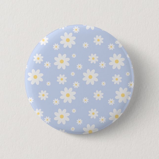 Badge Rond 5 Cm Fleur de marguerite blanche classique (Devant)