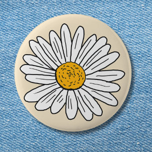 Badge Rond 5 Cm Fleur de marguerite blanche monogrammée