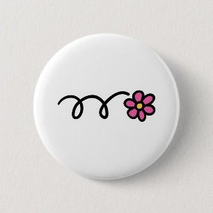 Badge Rond 5 Cm Fleur de marguerite rose