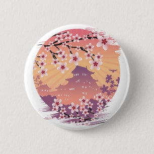 Badge Rond 5 Cm Fleur de pêche