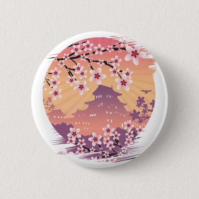 Badge Rond 5 Cm Fleur de pêche (Devant)