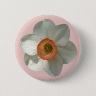 Badge Rond 5 Cm Fleur de printemps de jonquille rose
