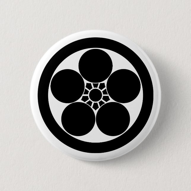 Badge Rond 5 Cm Fleur de prune de style Umebachi en cercle (Devant)