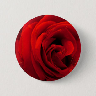 Badge Rond 5 Cm Fleur de rose rouge