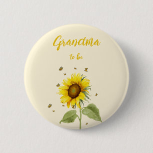 Badge Rond 5 Cm Fleur de soleil et papillons d'aquarelle Grand-mèr