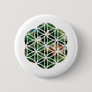 Badge Rond 5 Cm Fleur de vie Lotus Peinture