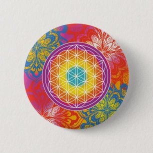 Badge Rond 5 Cm Fleur de vie mandala zen