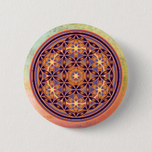 Badge Rond 5 Cm Fleur De Vie - Style Bouton 02