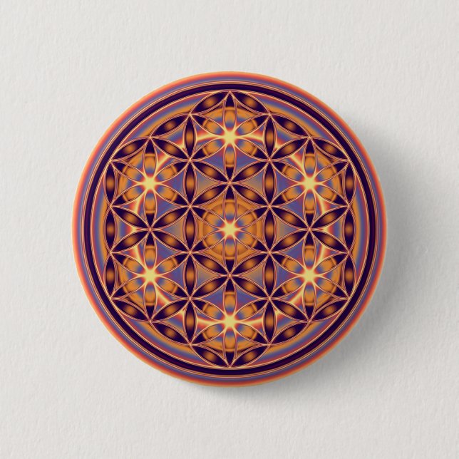 Badge Rond 5 Cm Fleur De Vie - Style De Bouton 02 (Devant)