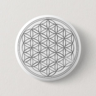 Badge Rond 5 Cm Fleur De Vivre / Argent