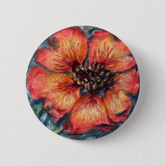 Badge Rond 5 Cm Fleur d'huile de cendres du Népal (Devant)