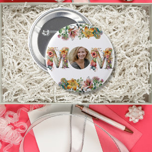 Badge Rond 5 Cm Fleur Fête des mères MOM personnalisée Photo