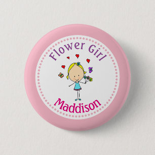 Badge Rond 5 Cm Fleur fille personnalisée