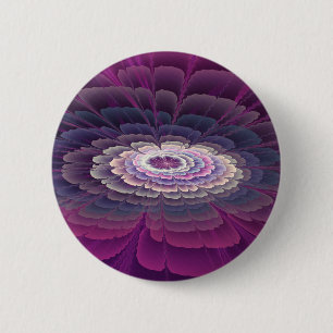 Badge Rond 5 Cm Fleur frappante abstraite fractale couleur rose