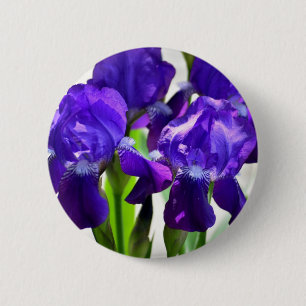 Badge Rond 5 Cm Fleur Iris Iris Violet