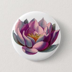 Badge Rond 5 Cm Fleur Lotus