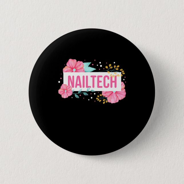 Badge Rond 5 Cm Fleur Nail Tech (Devant)