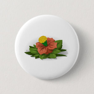 Badge Rond 5 Cm Fleur Plante Vert Rouge Jaune Nature printemps
