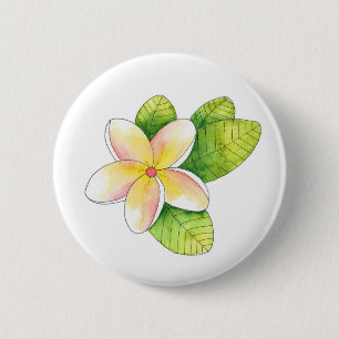 Badge Rond 5 Cm Fleur Plumeria