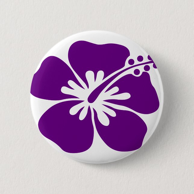 Badge Rond 5 Cm fleur pourpre de ketmie aloha (Devant)