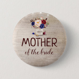 Badge Rond 5 Cm Fleur rayante Rustique Mason Jar Mariage