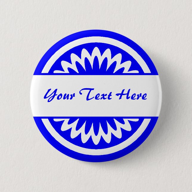 Badge Rond 5 Cm Fleur ronde - Bleu (Devant)
