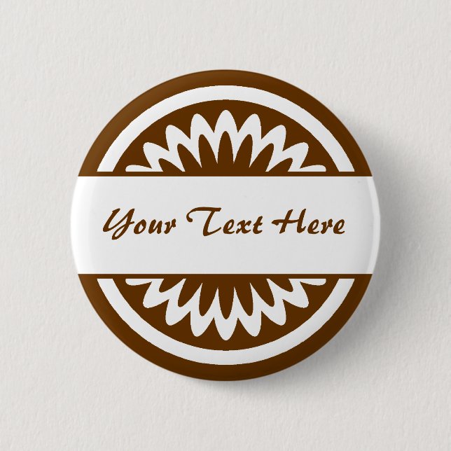 Badge Rond 5 Cm Fleur ronde - Brown (Devant)