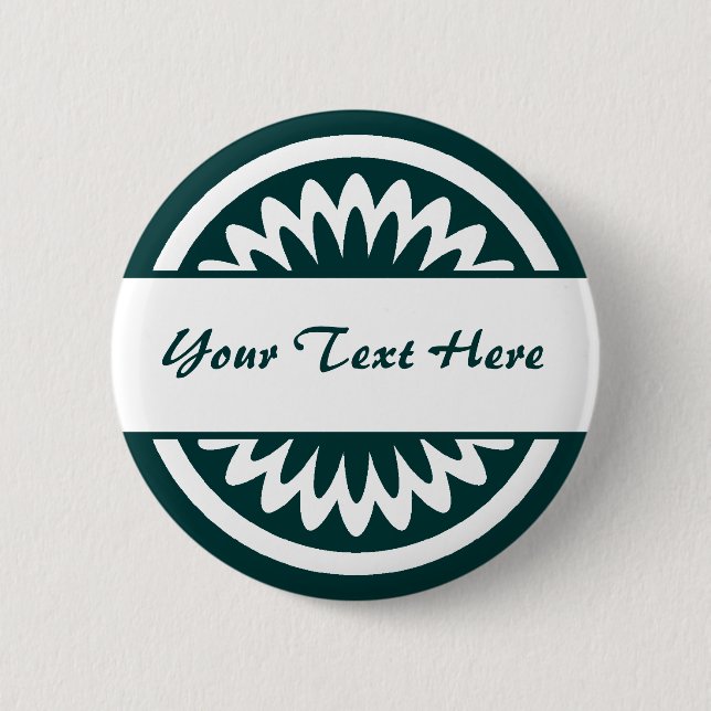 Badge Rond 5 Cm Fleur ronde - Vert foncé (Devant)