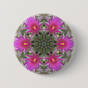 Badge Rond 5 Cm Fleur rose de cactus