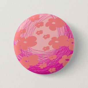 Badge Rond 5 Cm fleur rose envoûtante