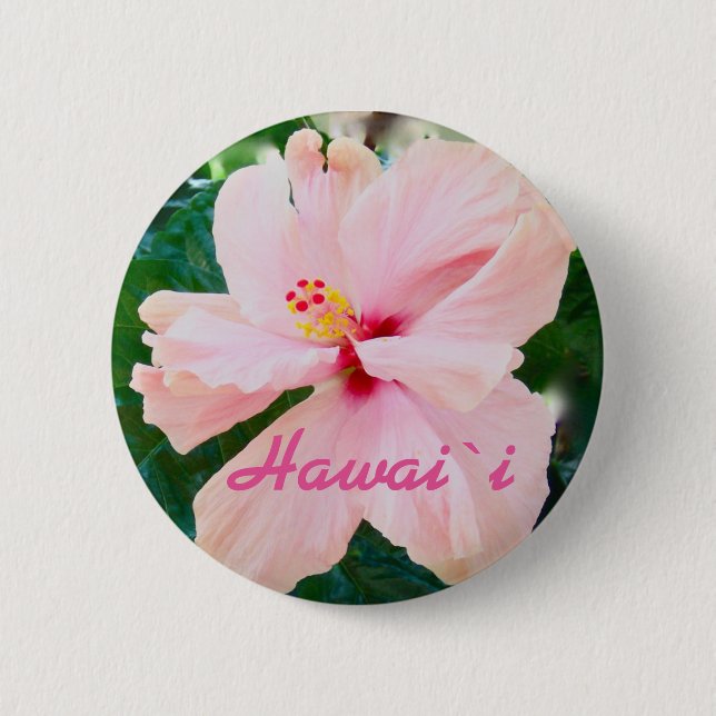 Badge Rond 5 Cm Fleur rose tropicale d'Hawaï (Devant)