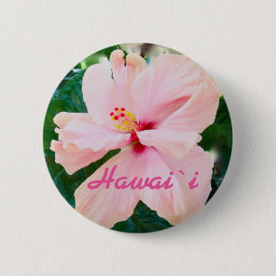 Badge Rond 5 Cm Fleur rose tropicale d'Hawaï