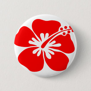 Badge Rond 5 Cm Fleur rouge de ketmie