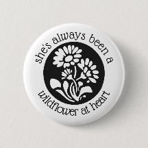 "Fleur sauvage au coeur" 2,25" bouton rond