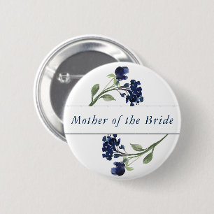Badge Rond 5 Cm Fleur sauvage de Bohême Blue Floral Wedding Part