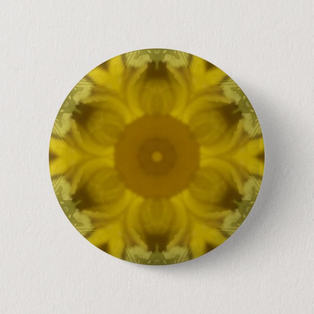 Badge Rond 5 Cm Fleur soleil éclate dorée (Devant)