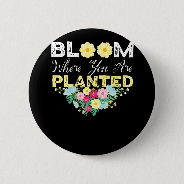 Badge Rond 5 Cm Fleuron Fleuri Où L'On Plante Bouquet (Devant)