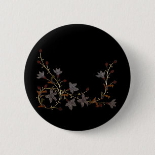 Badge Rond 5 Cm Fleurs Art Déco sur fond noir