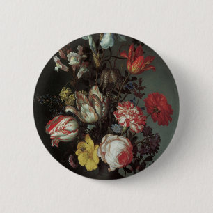 Badge Rond 5 Cm Fleurs baroques vintages par Balthasar van der Ast