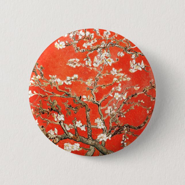 Badge Rond 5 Cm Fleurs d'amandes rouges - Vincent Van Gogh (Devant)