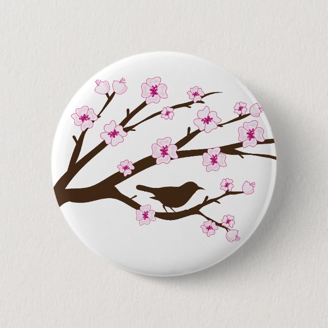 Badge Rond 5 Cm Fleurs de cerisier (Devant)
