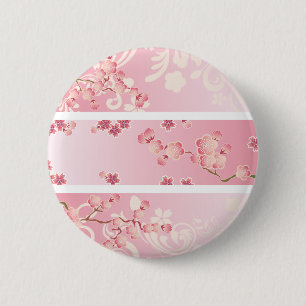 Badge Rond 5 Cm Fleurs de cerisier roses