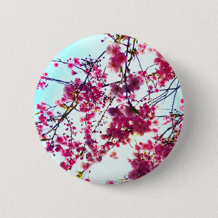 Badge Rond 5 Cm Fleurs de cerisiers roses