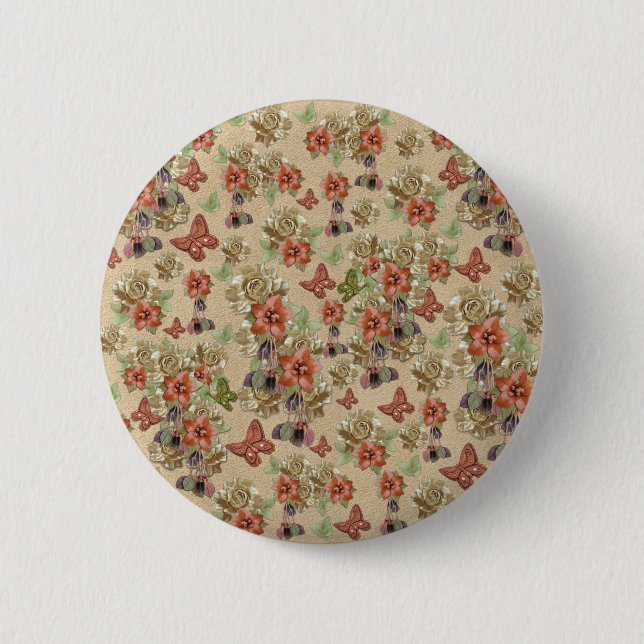 Badge Rond 5 Cm Fleurs de cuir sur le daim (Devant)