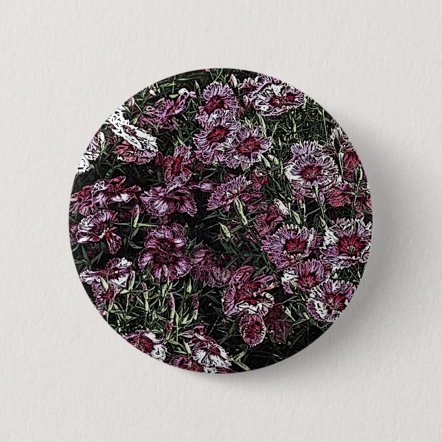 BADGE ROND 5 CM FLEURS DE DIANTHUS (Devant)