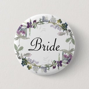 Badge Rond 5 Cm Fleurs de Lavande Aquarelle Fleuriste Mariée