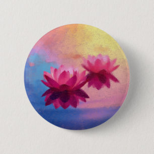 Badge Rond 5 Cm Fleurs de Lotus Abstraites colorées